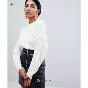Warehouse cable knit sweater in ivory